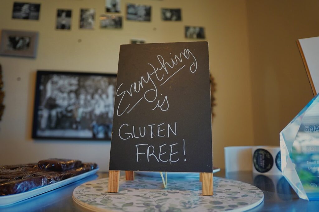 Healthy gluten free food options laid out on a table